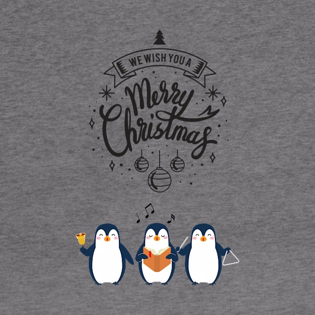 Christmas Penguins Caroling by Whiskers and Wings